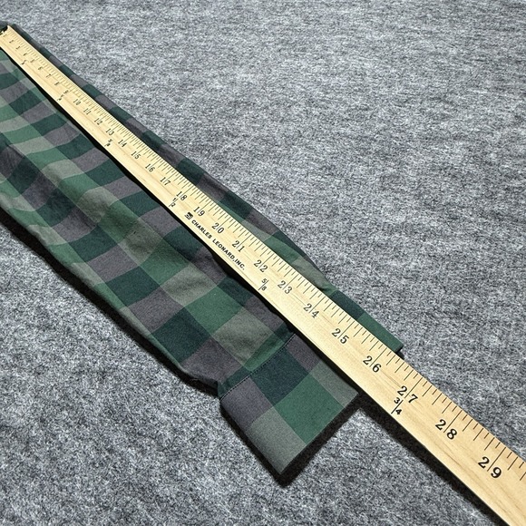 Jared Lang Mens Shirt Medium Green Black Check Long Sleeve Slim Fit Button Up - Picture 9 of 10